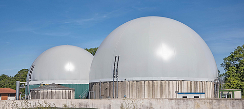 Biogas storage tank with double membrane and silo roof Biogas storage - double membrane, silo roof, gas bag
